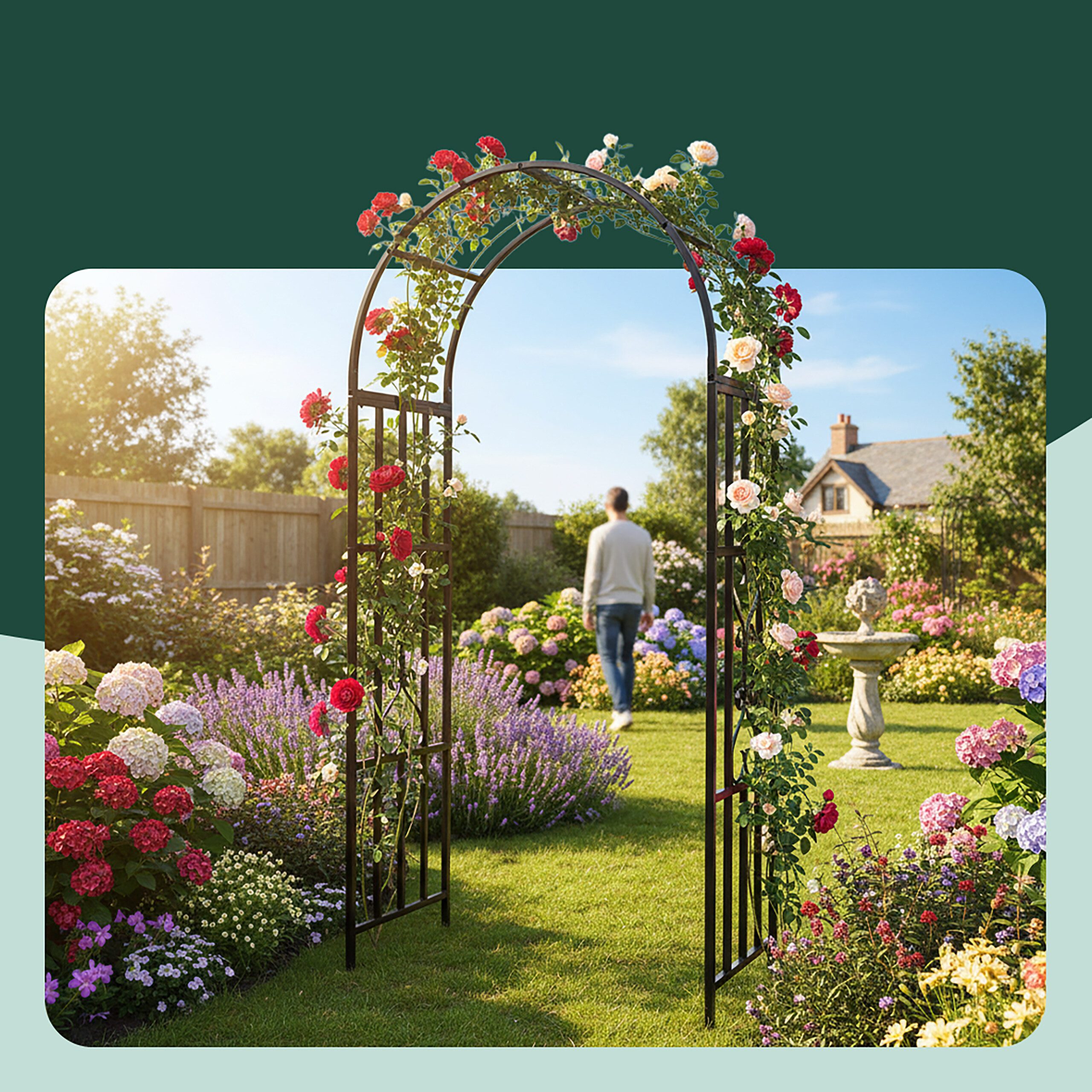 relaxdays Rosenbogen Schwarzer Rosenbogen aus Metall