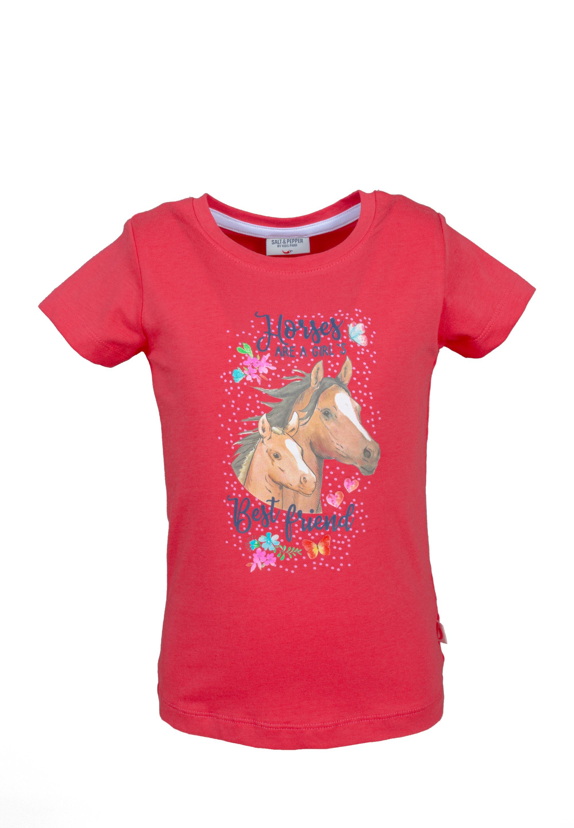 SALT AND PEPPER T-Shirt T-Shirt Girls NOS Print Horses lollipop red