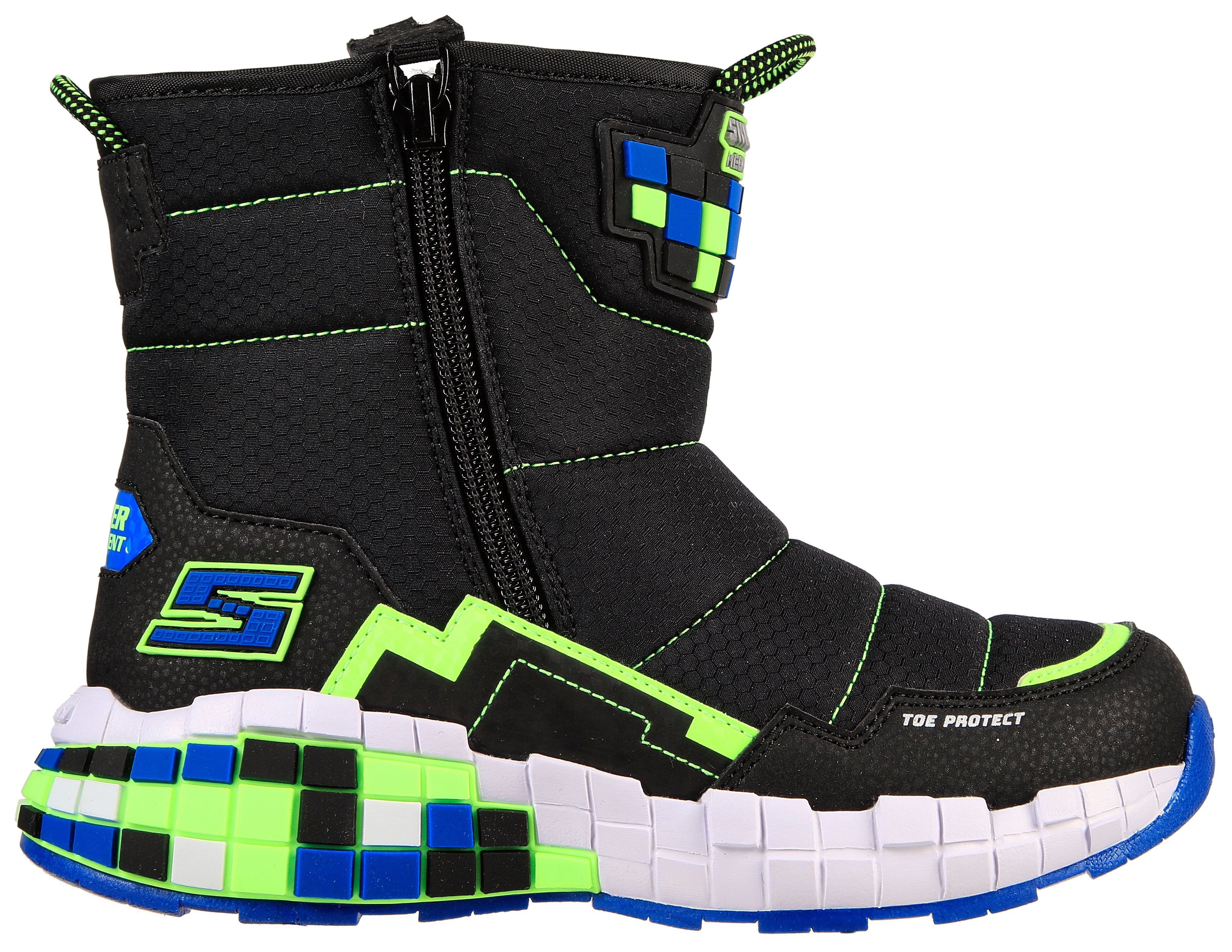 Skechers Kids Winterboots FLASH schwarz-blau Reißverschluss mit BREEZE MEGA-CRAFT