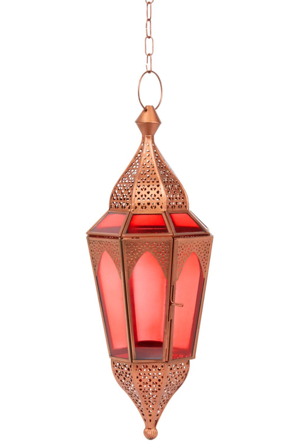 Marrakesch Orient & Mediterran Interior Hängewindlicht Orientalische Hängelaterne Lalita aus Glas in Rot 41 cm Windlicht (1 St), Handarbeit