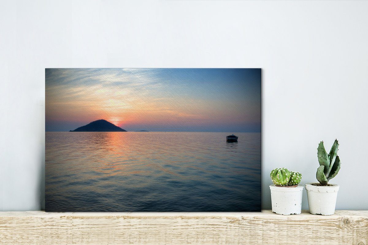 - cm Sonnenuntergang - OneMillionCanvasses® Wanddeko, (1 Leinwandbilder, St), 30x20 Wasser, Leinwandbild Aufhängefertig, Afrika Wandbild