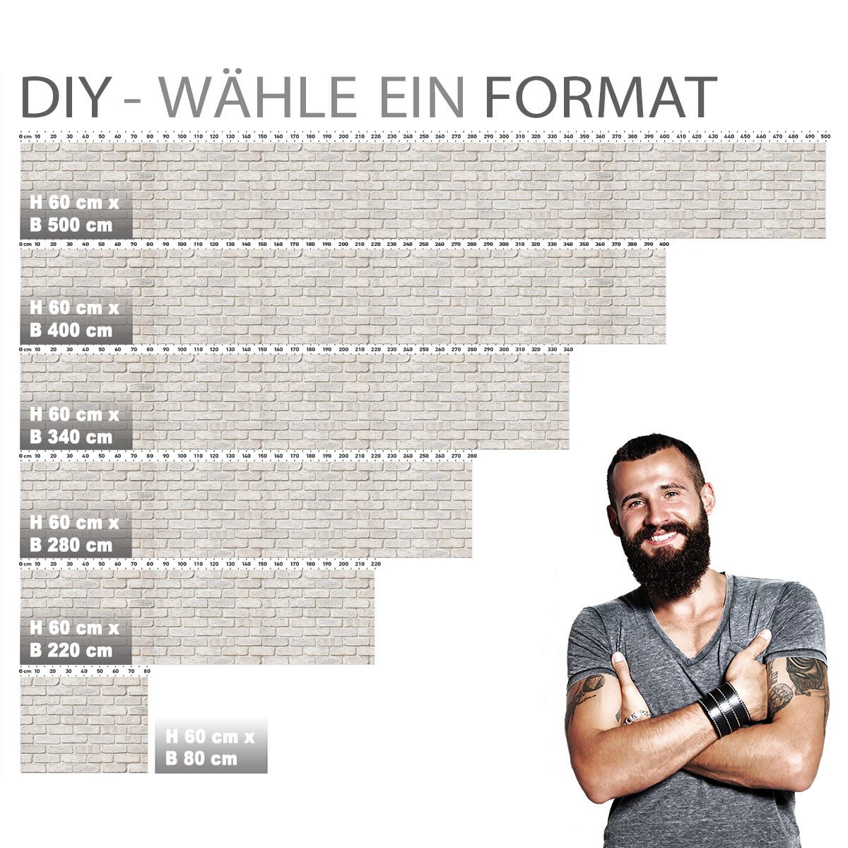 Stickerprofis Küchenrückwand GEKALKTE WAND (Matt-Finish), (Premium), 1,5mm, selbstklebend, hält auf besonders vielen Öberflächen