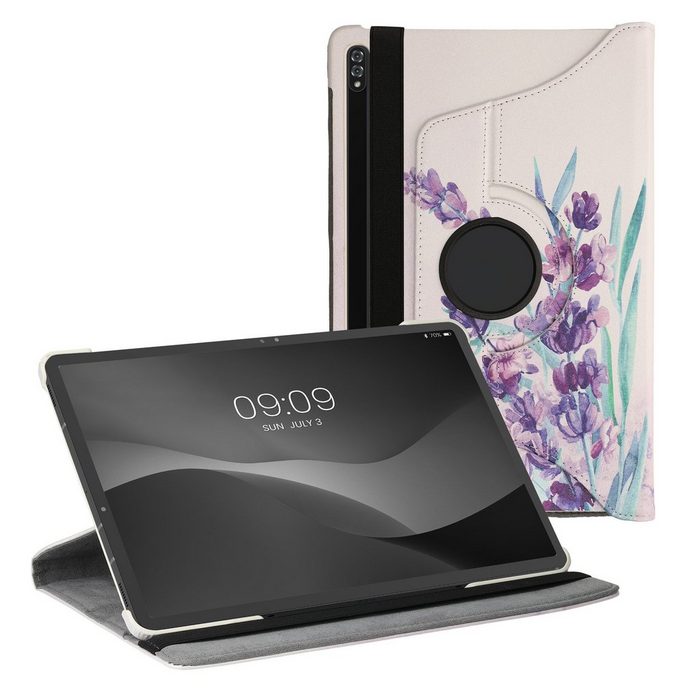 kwmobile Tablet-Hülle Hülle für Samsung Galaxy Tab S7 Plus / Tab S7 FE 360° Tablet Schutzhülle Cover Case - Lavendel Design