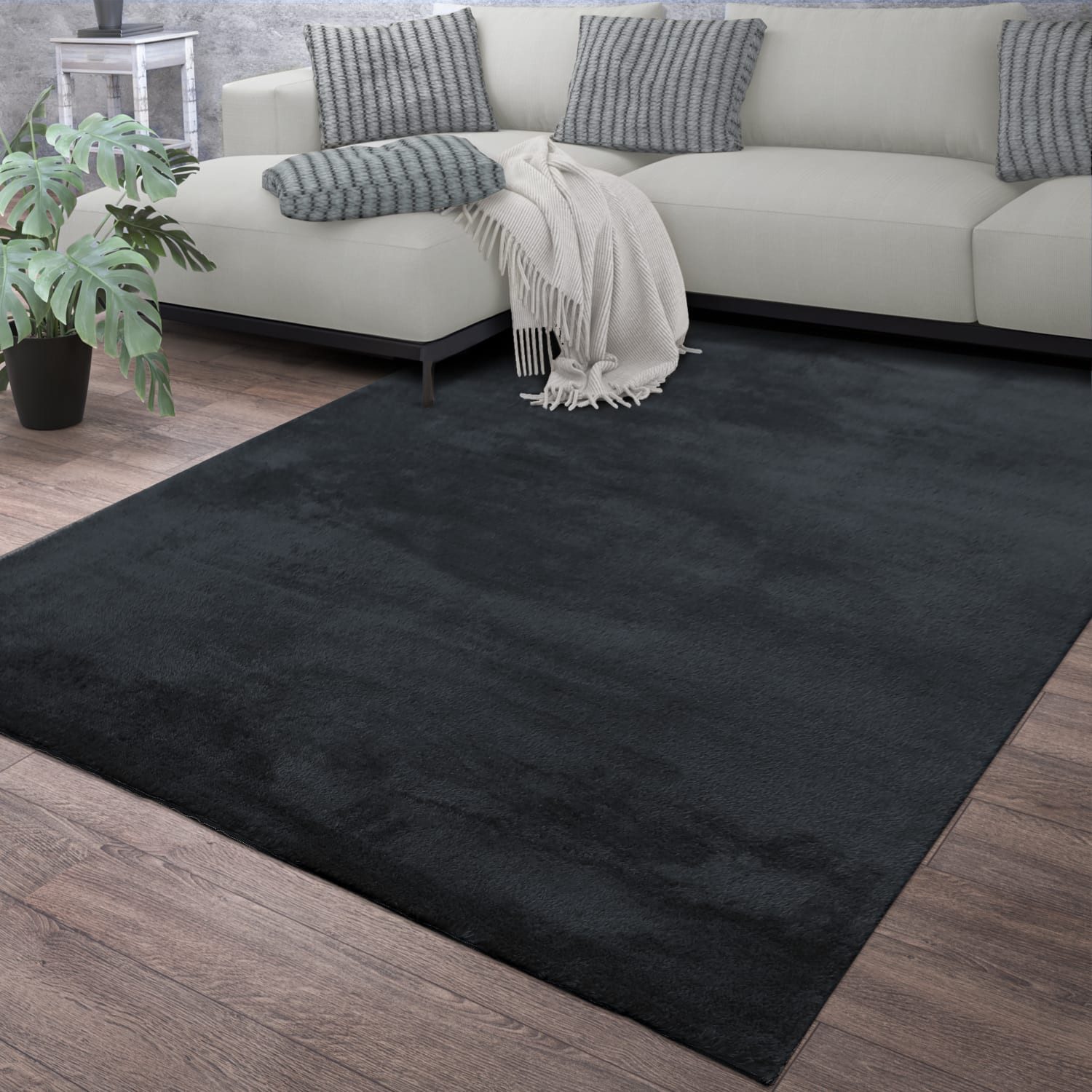 TT Home Teppich, Quadrat, Höhe: 14 mm, Wohnzimmer Kurzflor Einfarbig Modernes Design Waschbar