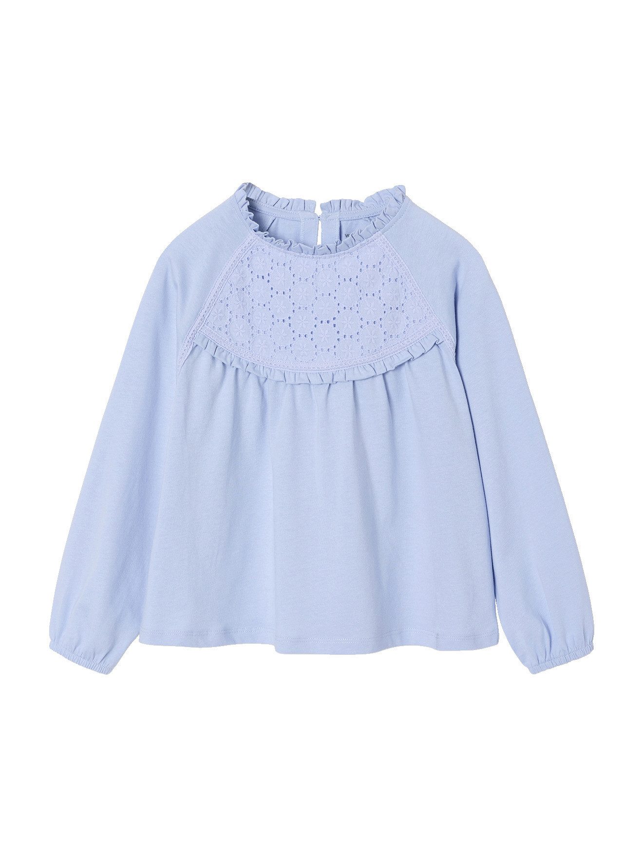Langarmshirt Mädchen Blusenshirt mit Lochstickerei