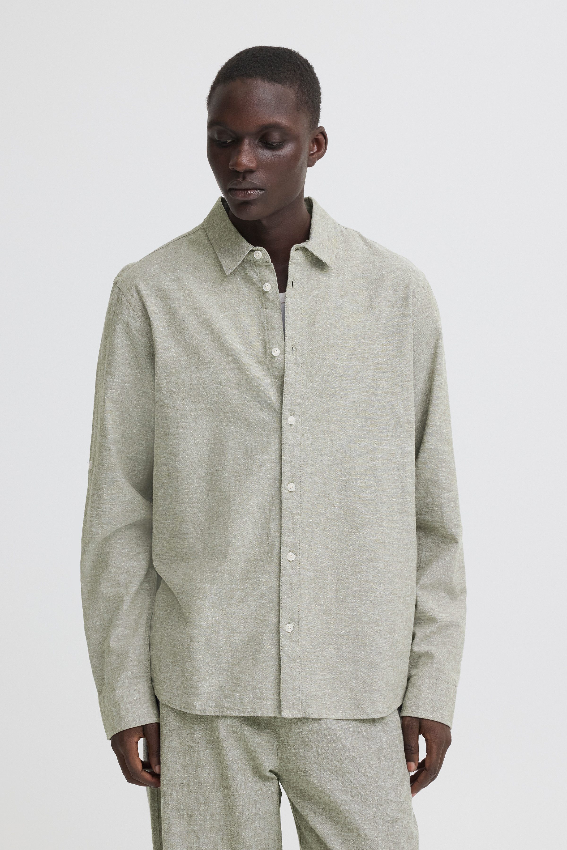 Blend Langarmhemd BHABAN SHIRT PP NOOS mit normalem Hemdkragen, Regular Fit, in Leinenoptik