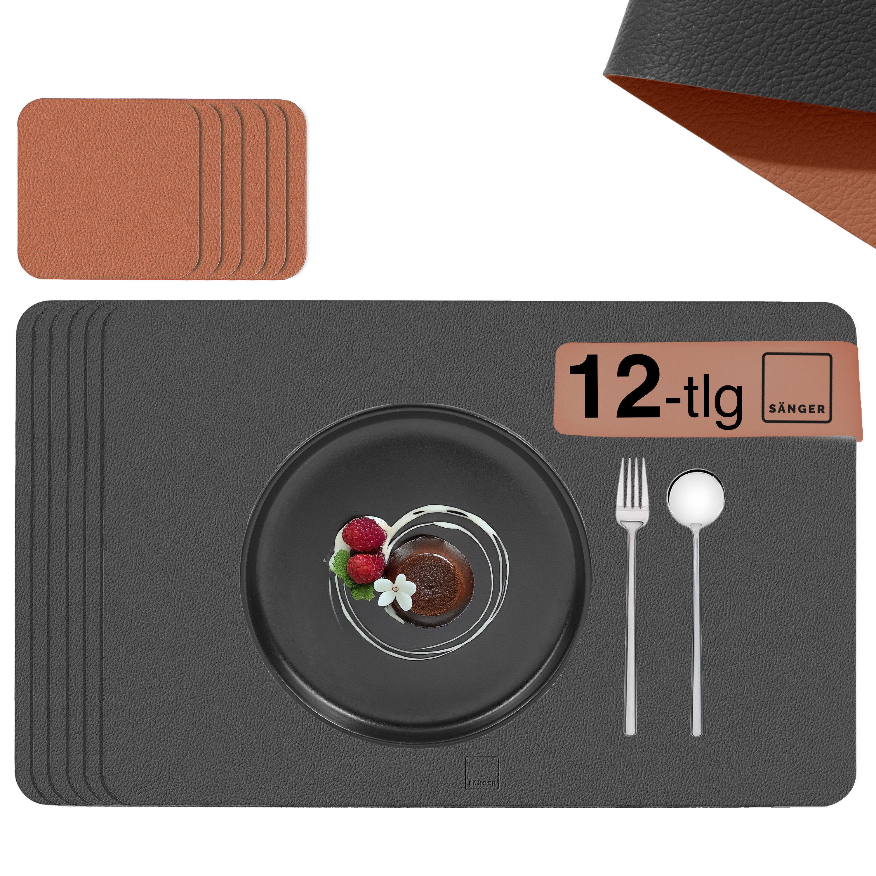 SÄNGER Platzset aus Kunstleder, (Set, 12-St., aus Platzdeckchen und Unterse günstig online kaufen