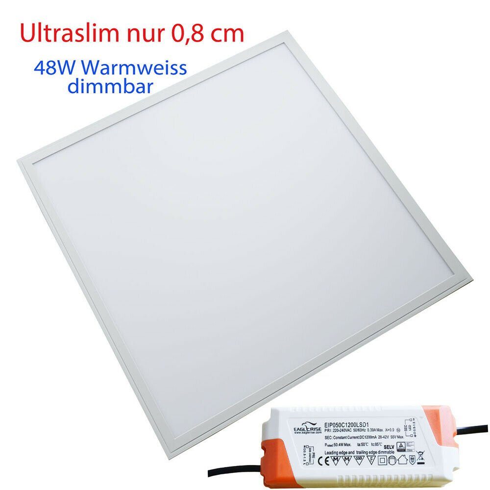 Ultralflach home Ultraslim Wandpanel, dimmbar 618x618*8mm Deckenpanel Deckenlampe integriert, Panellampe fest Deckenleuchten, LED style Bürolampe 48W, LED Neutralweiß