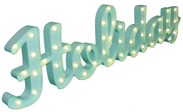 MARQUEE LIGHTS festverbauten - mit LED Warmweiß, Wandlampe, Dekolicht 48 149x38 cm integriert, Holiday Holiday, blau fest LEDs Tischlampe LED