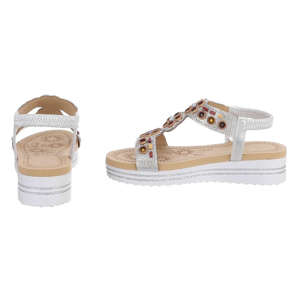 Ital-Design Damen Sandalenschuh mit Schmuckdetails und Plateau Plateausandaletten (91895656) Keilabsatz/Wedge Keilsandaletten in Silber – Bild 5 von 5
