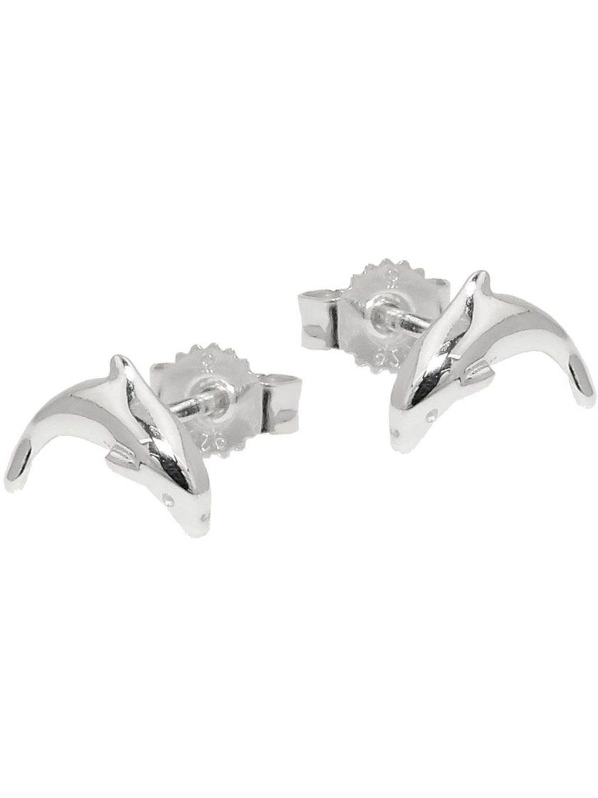 Gallay Paar Ohrstecker Ohrring 10mm springender Delfin glänzend Silber 925 (1-tlg)