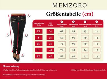 MEMZORO Skinny-fit-Jeans Skinny Jeans mit coolem Knitter-Detail Navy 42 High Waist, 5-Pocket-Style