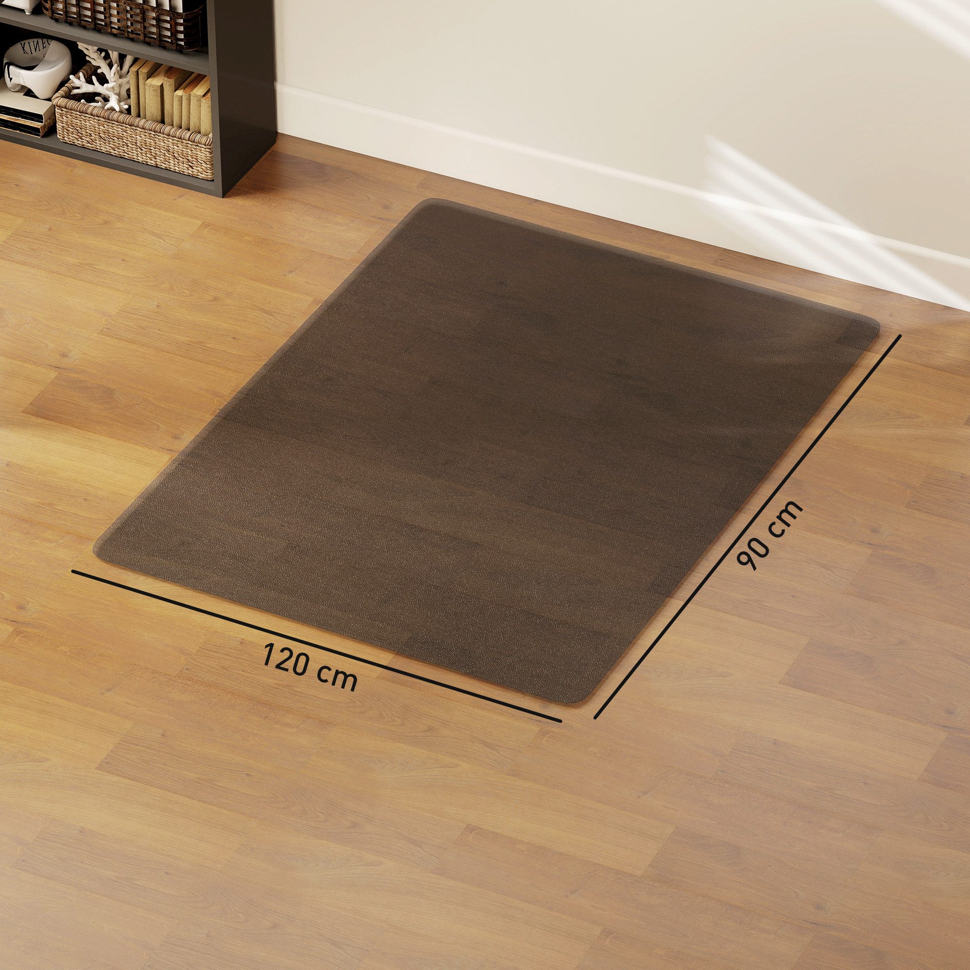 HOMCOM Bodenschutzmatte 90 x 120 cm, kratzfest, Stuhlunterlage, 1-St., Bürostuhl Unterlage, Bodenmatte für Hartböden, Schwarz