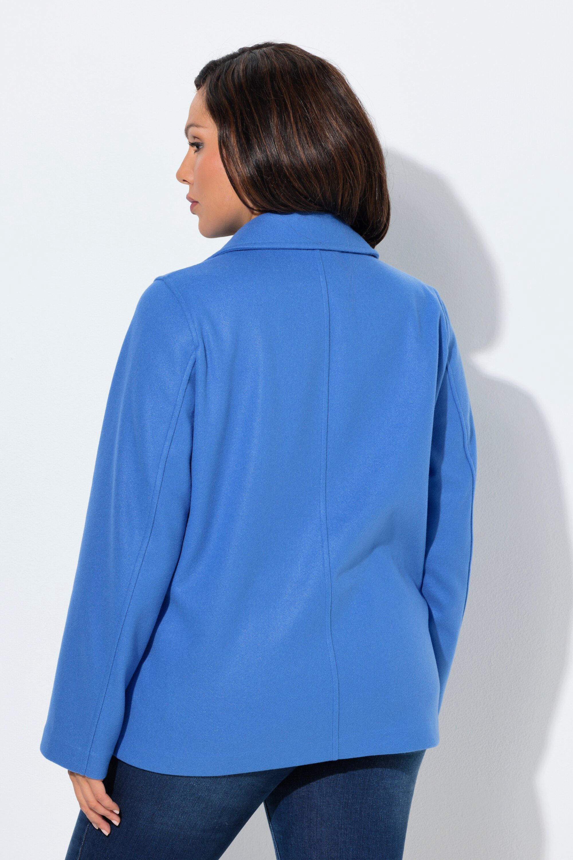 Ulla Popken Sommerjacke Fleece-Cabanjacke A-Linie Reverskragen Langarm