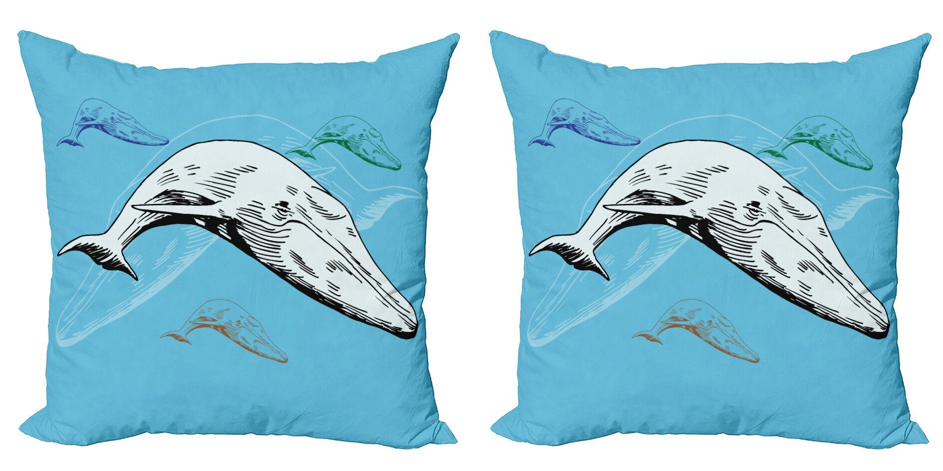 Digitaldruck, Accent Tier Kissenbezüge gezeichnet Hand Stück), Wale (2 Modern Doppelseitiger Ozean Abakuhaus