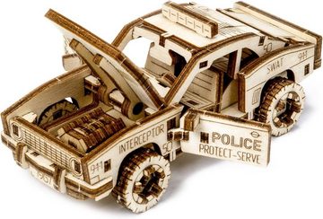 Wooden City 3D-Puzzle Holzmodell, 3D Puzzle Mechanische Holzpuzzle, Polizei Auto, 98 Puzzleteile, Ohne Klebstoff Zusammenbau