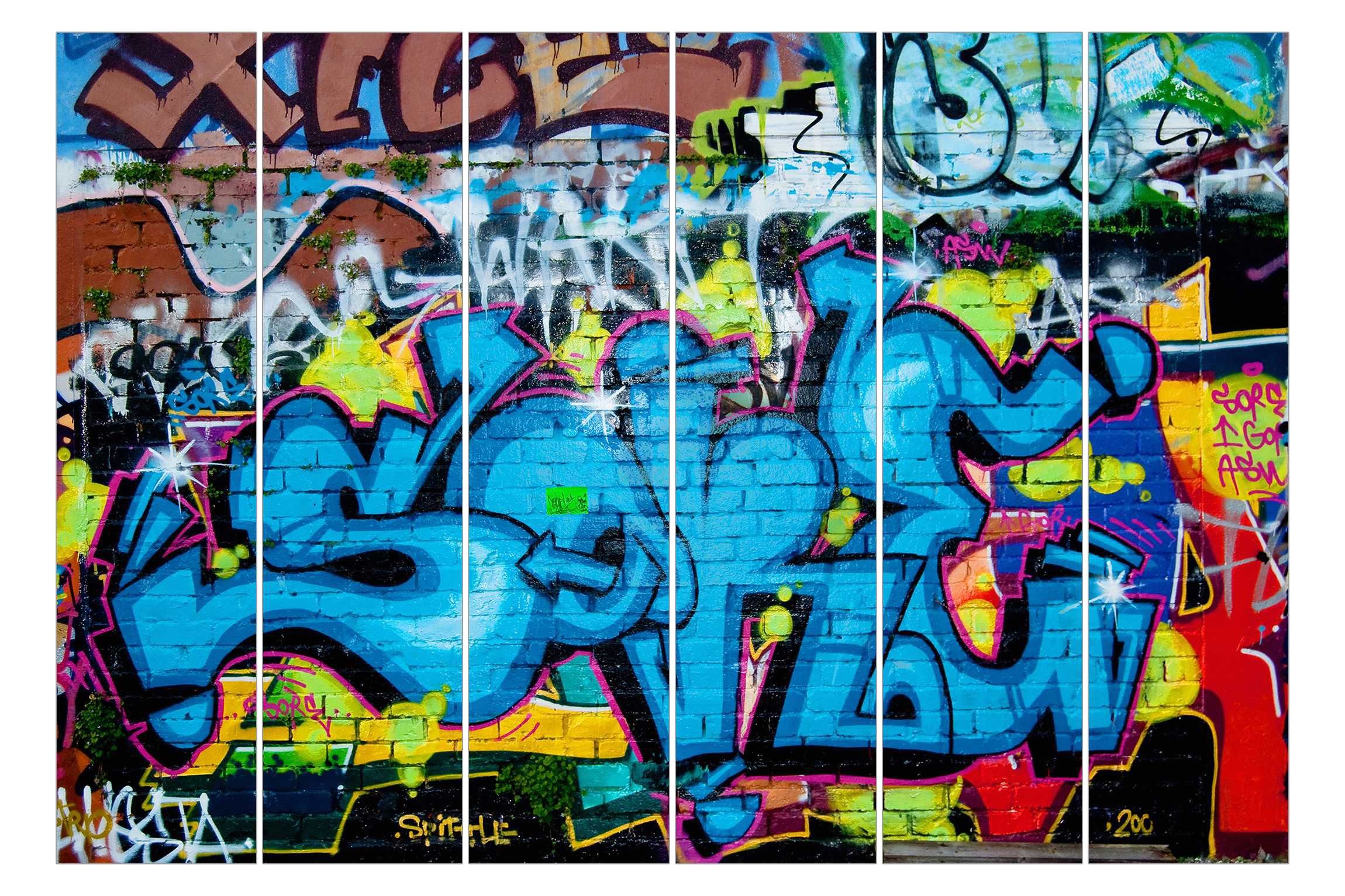 Bilderdepot24 Schiebegardine modern Flächenvorhang blickdicht Colours of Graffiti (6 St), halbtransparent, Kinderzimmer große Flächengardine lichtdurchlässig für Klemm-System