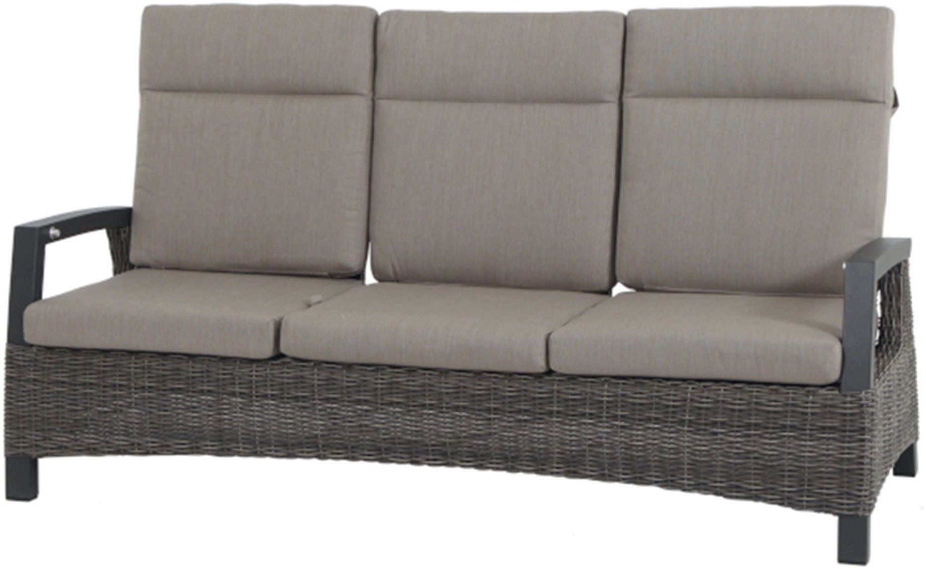 Siena Garden Gartenlounge-Bank CORIDO Lounge 3er Sofa in charcoal grey, Gestell Alu matt anthrazit, mit Sitz- u. Rückenkissen taupe meliert