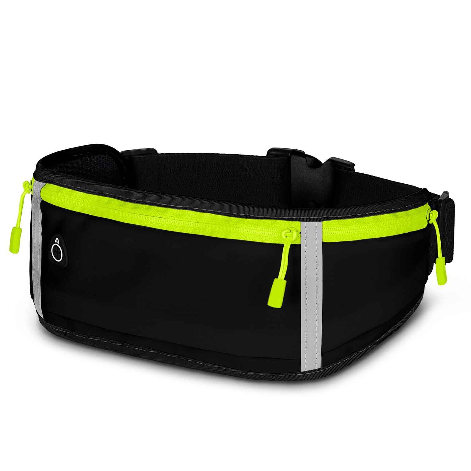 ONEFLOW Laufgürtel für iPhone 14 Plus Lauftasche ActivePro Belt Schwarz Sport Handytasche zum Joggen Damen Herren Bauchtasche Handy Running