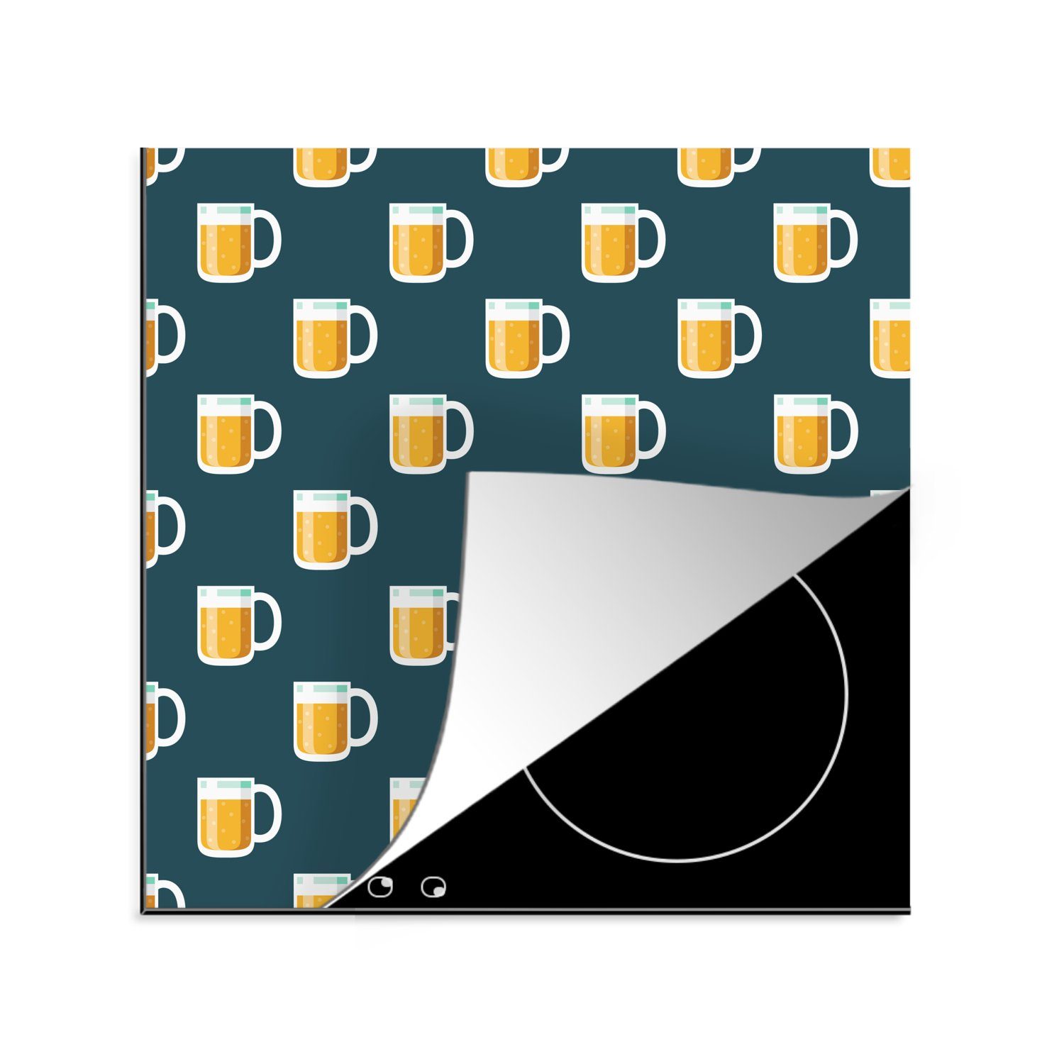 MuchoWow Herdblende-/Abdeckplatte Bier - Gläser - Lila, Vinyl, (1 tlg), 78x78 cm, Ceranfeldabdeckung, Arbeitsplatte für küche