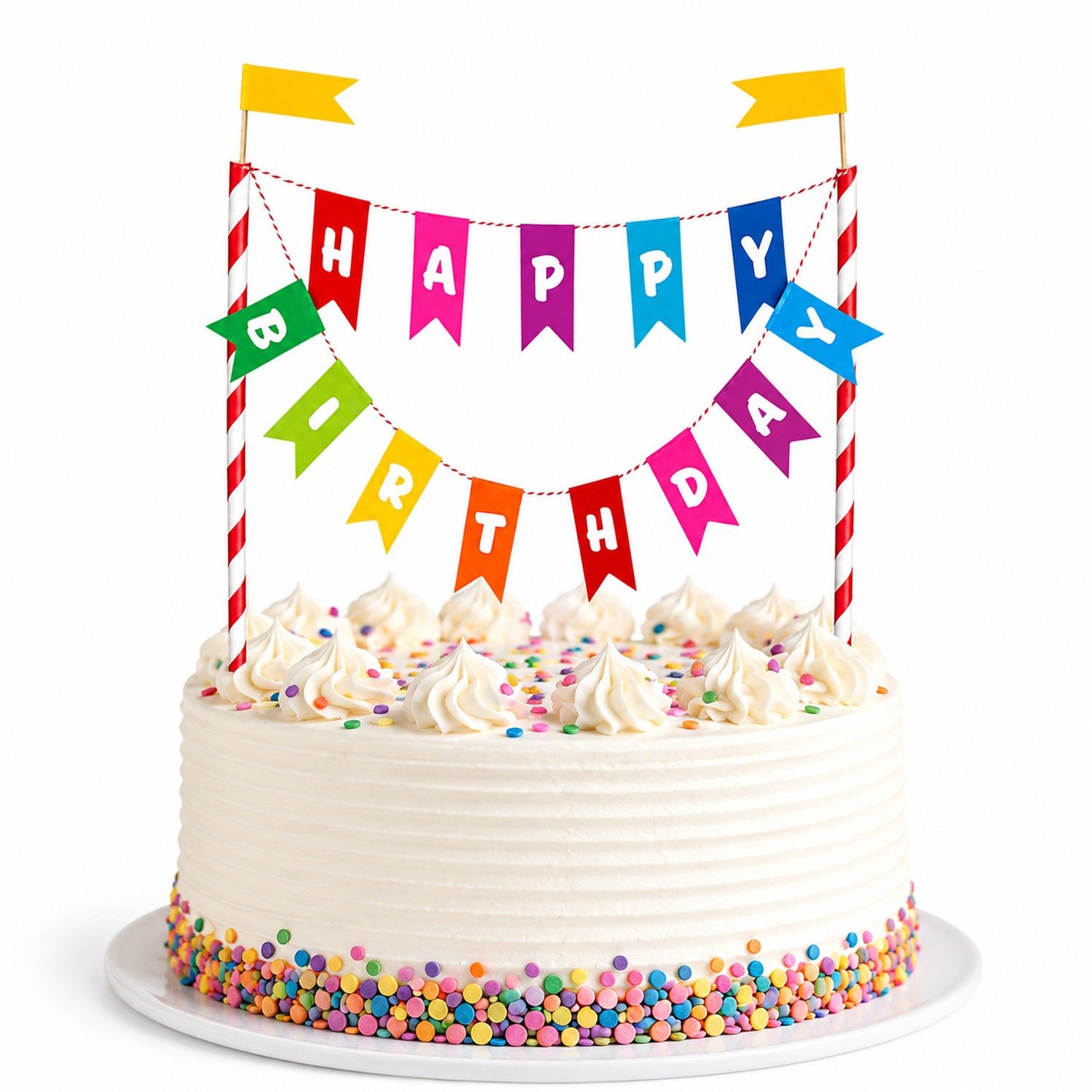 Unique Industries Inc. Papierdekoration Kuchen Deko 'Happy Birthday' Wimpelkette, Mehrfar – Bild 4 von 5