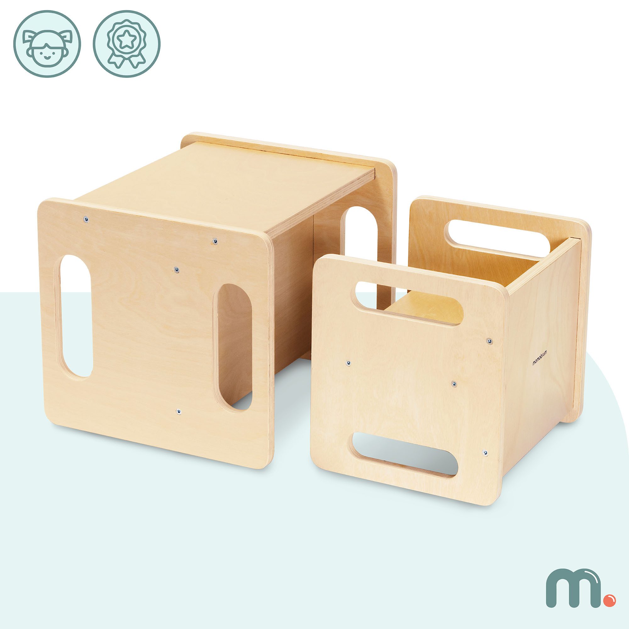 Mamabrum Kinderstuhl Montessori-Holz-Set: Tisch & Stuhl mit Podestfunktion günstig online kaufen