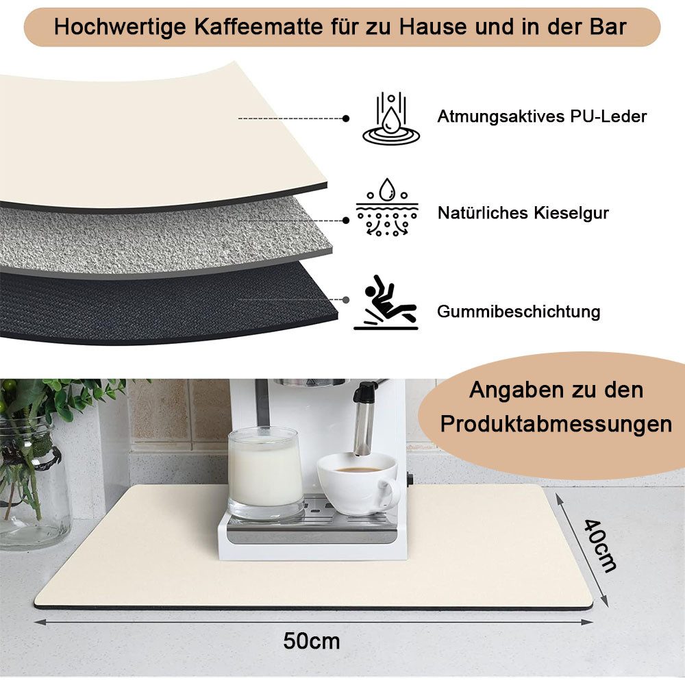 TUWENA Abtropfmatte Tropfschutzmatte für Kaffeemaschinen, schnell trocknend