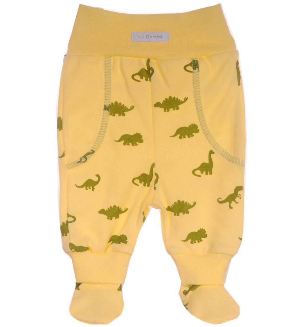 La Bortini Body & Hose Wickelbody Hose Baby Anzug 2tlg Set Body in Gelb mit Dino aus reiner Baumwolle, 44 50 56 62 68 74 80 86 92 98