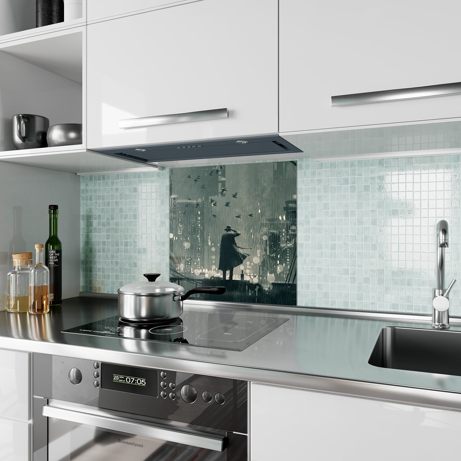 Spritzschutz Küchenrückwand mit Stadt mystische Primedeco Glas Motiv Küchenrückwand