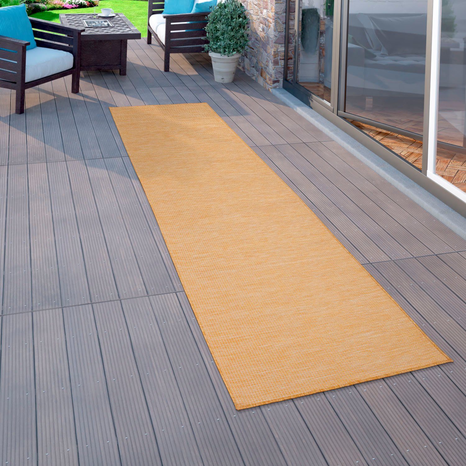 Teppich-Läufer, mm, geeignet Sonset, In- Outddor rechteckig, 4 Läufer Höhe: Paco gelb und Home, Flachgewebe,