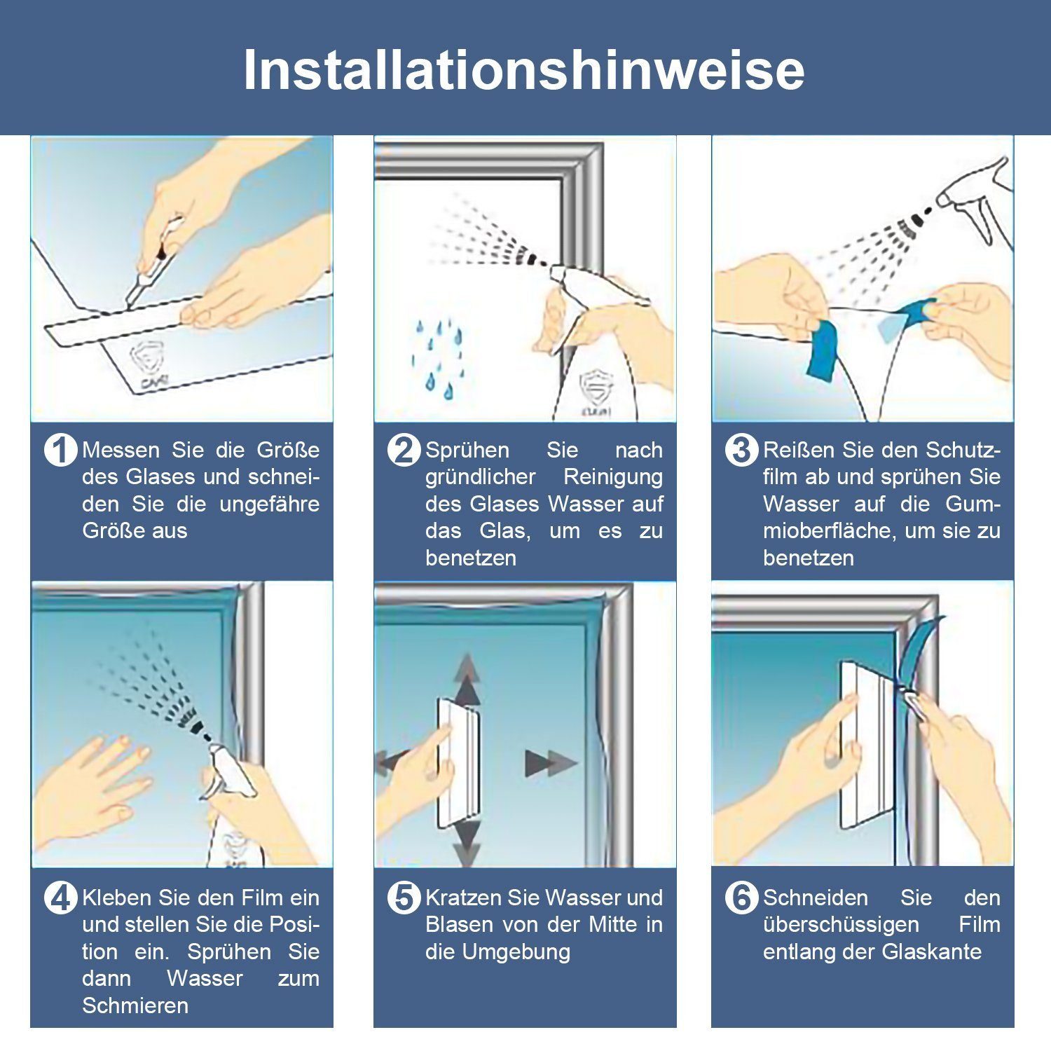 Fensterfolie Sichtschutzfolie Fensterfolie Glas Haftung Milchglasfolie 45/60/90cm, Clanmacy 90*200CM undurchsichtiges - schwarz