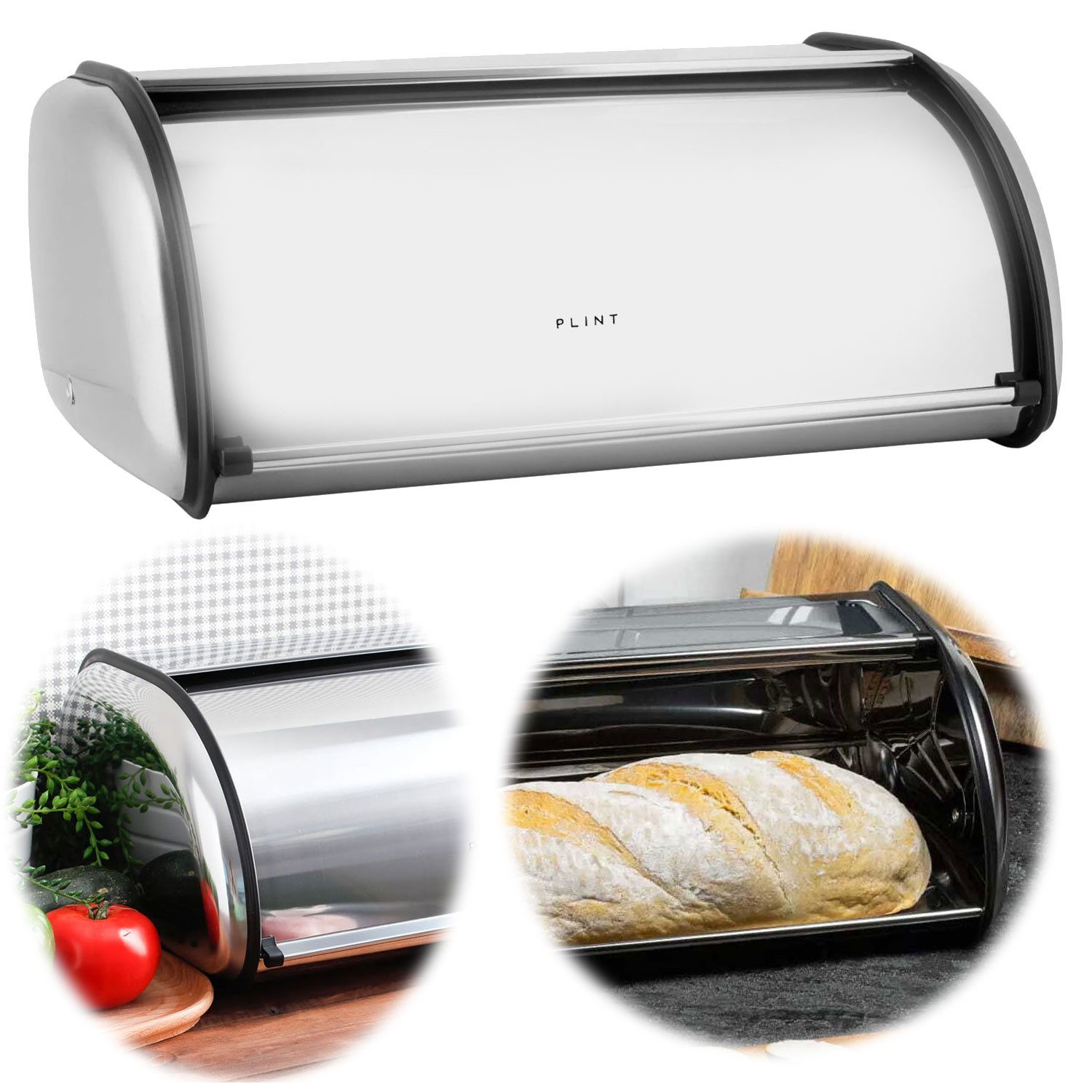 LS-LebenStil Brotkasten Vintage Brotbox 34cm Metall Retro Brot Aufbewahrung Brotbehälter, Metall, (Roll-Deckel Küche Aufbewahrungskorb Lüftungslöcher, 1-tlg., Aufbewahrungsbox Nostalgie Brotkorb zum Frischhalten)