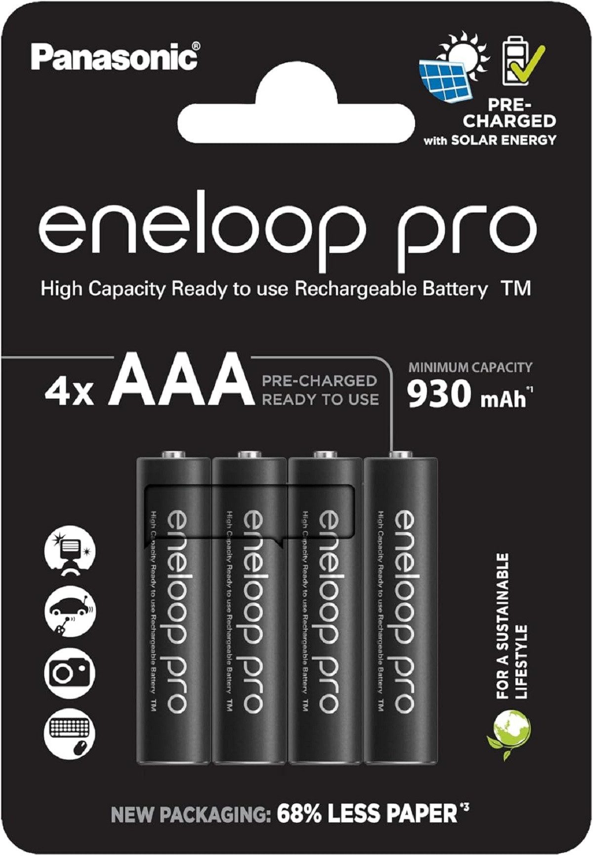 eneloop Pro AAA Akkus 930 mAh 4 Stk- wiederaufladbare Batterien Batterie
