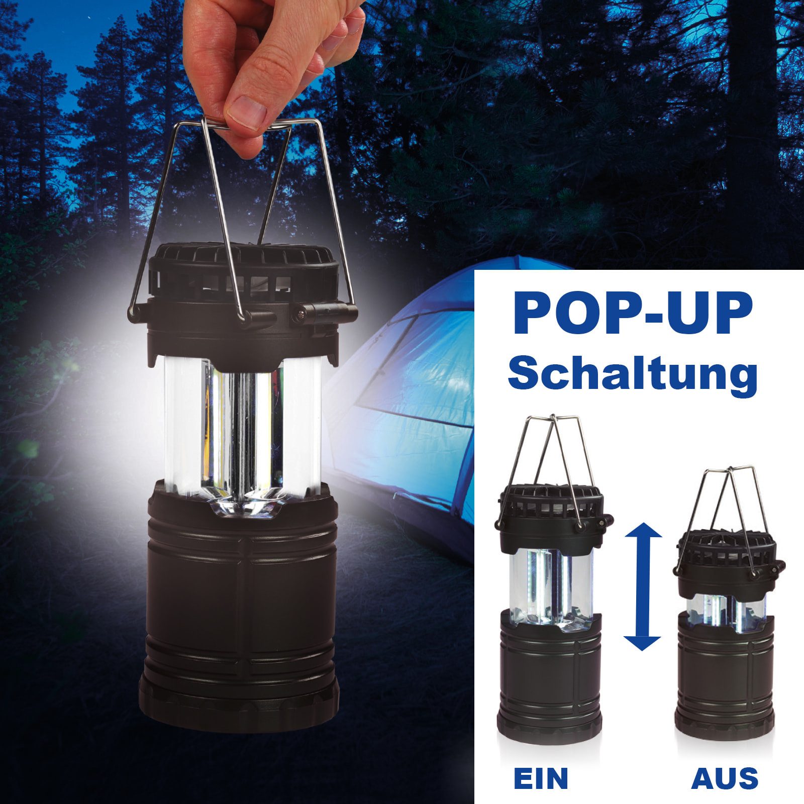 EAXUS LED Laterne CampLite Breeze, 2in1, COB LED, Pop-Up Design günstig online kaufen
