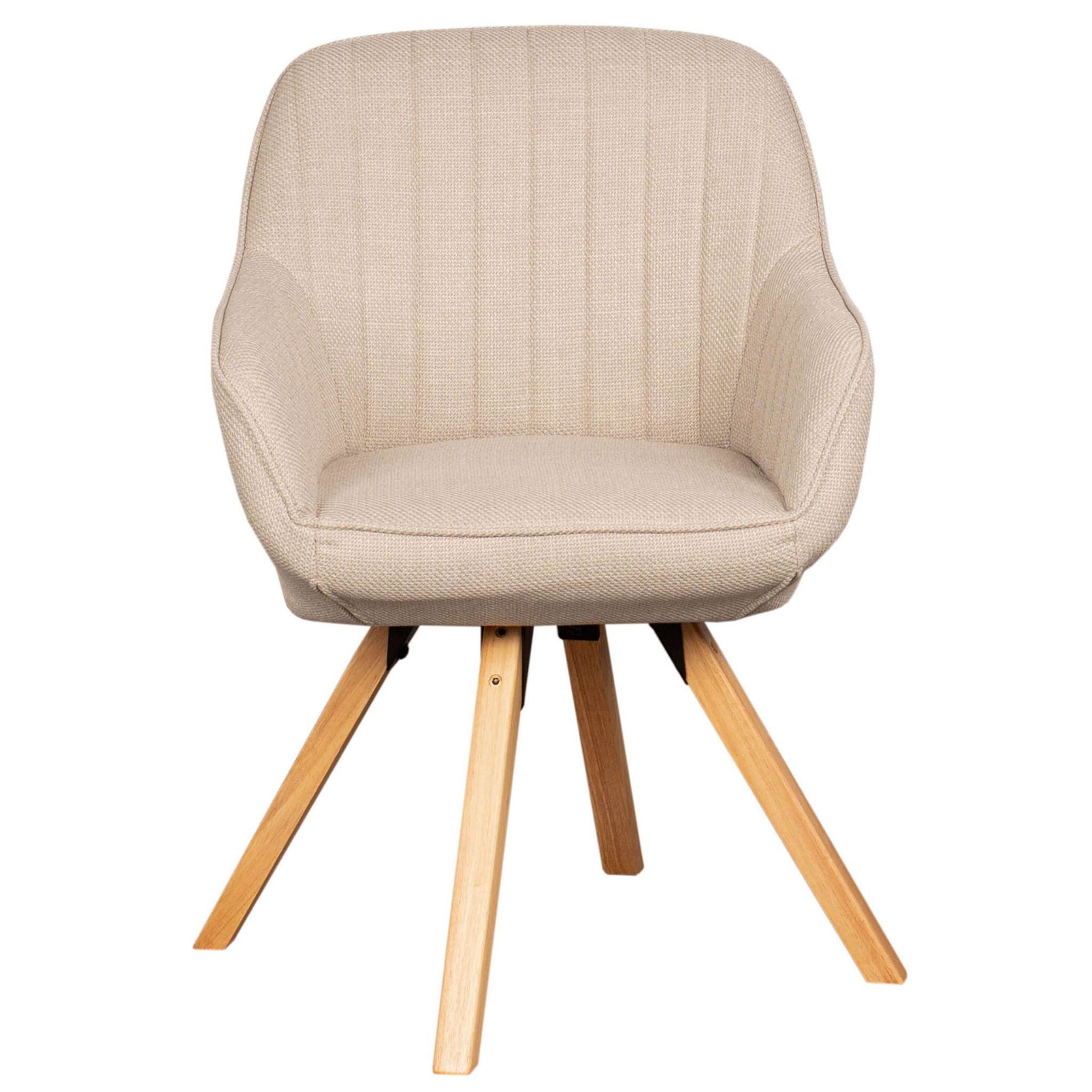 bene living Loungesessel Matera - drehbar - beige (1-St), helles Holz-Gestell - durchgehende Arm- und Rückenlehne