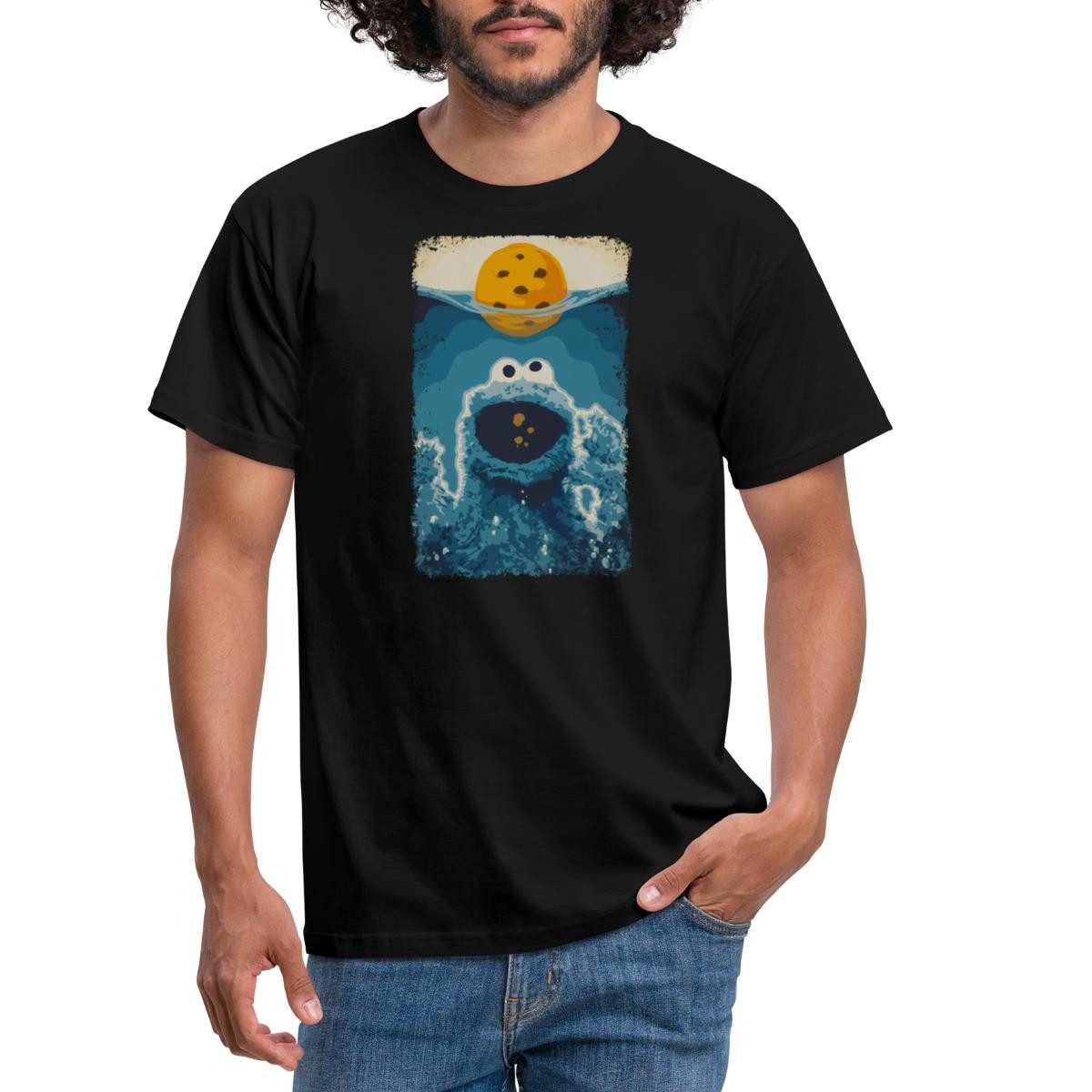 Spreadshirt T-Shirt Sesamstraße Krümelmonster Hai Männer T-Shirt (1-tlg)