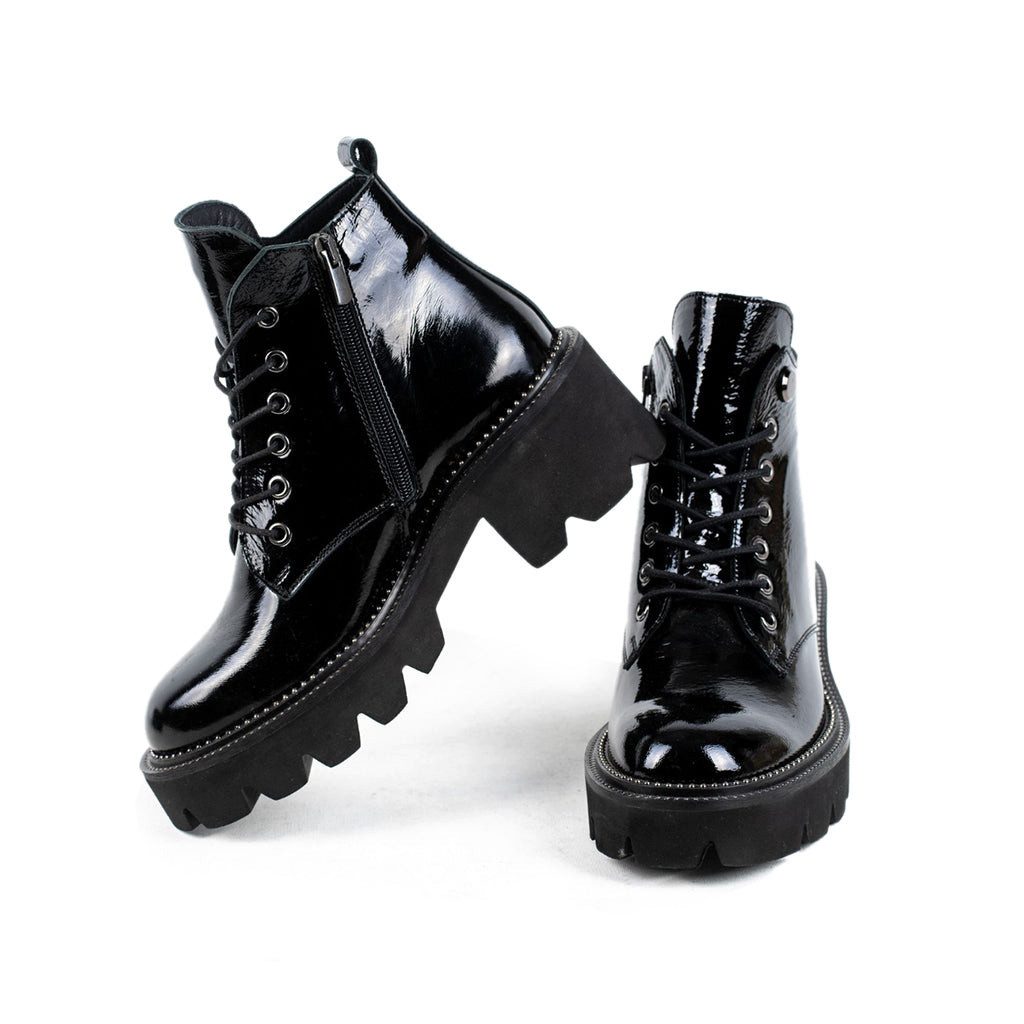 Damen Stiefel schwarz, Chelsea Boots, elegante Stiefeletten Schnürstiefel