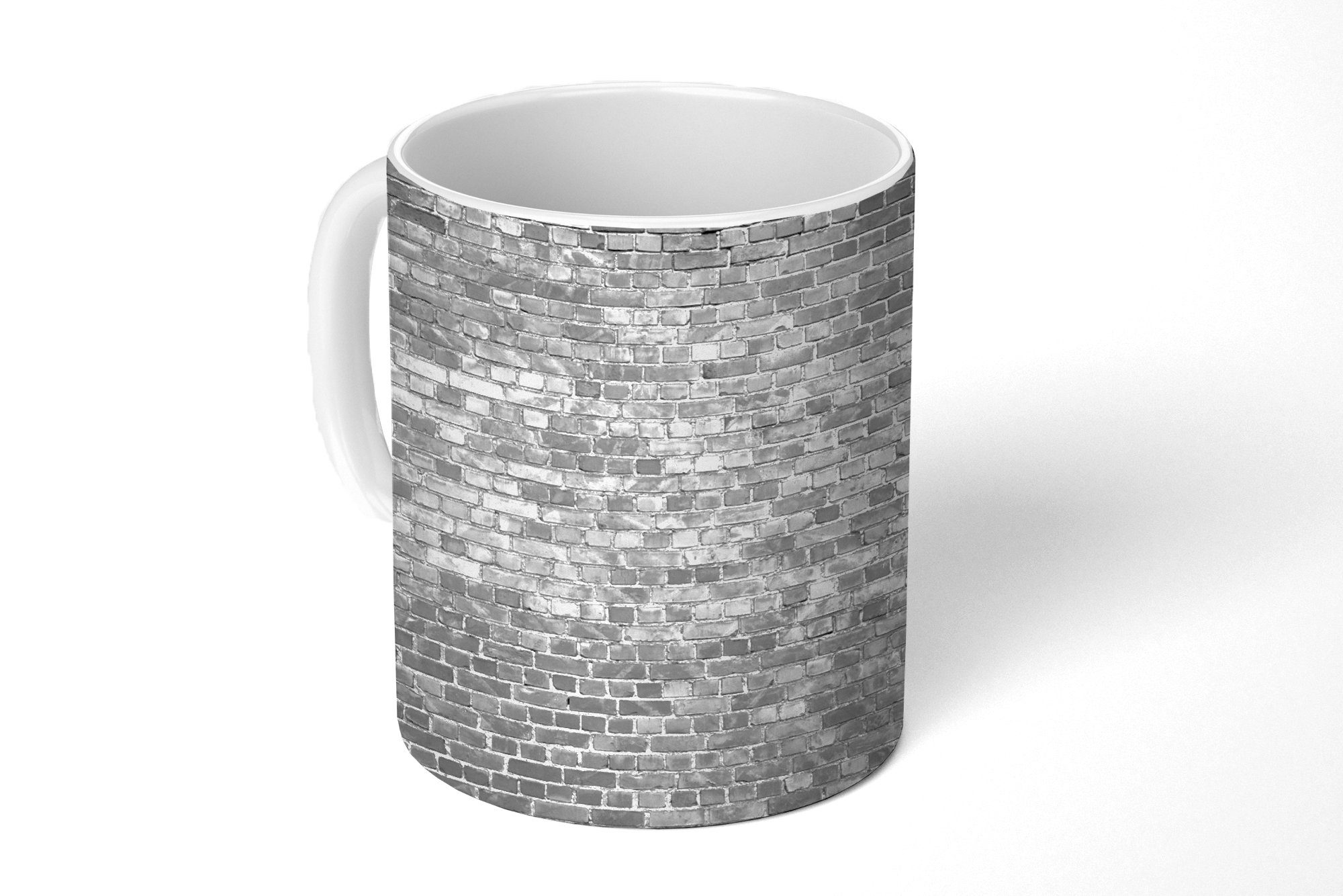 MuchoWow Tasse Stein - Wand - Schwarz - Weiß, Keramik, Kaffeetassen, Teetasse, Becher, Teetasse, Geschenk
