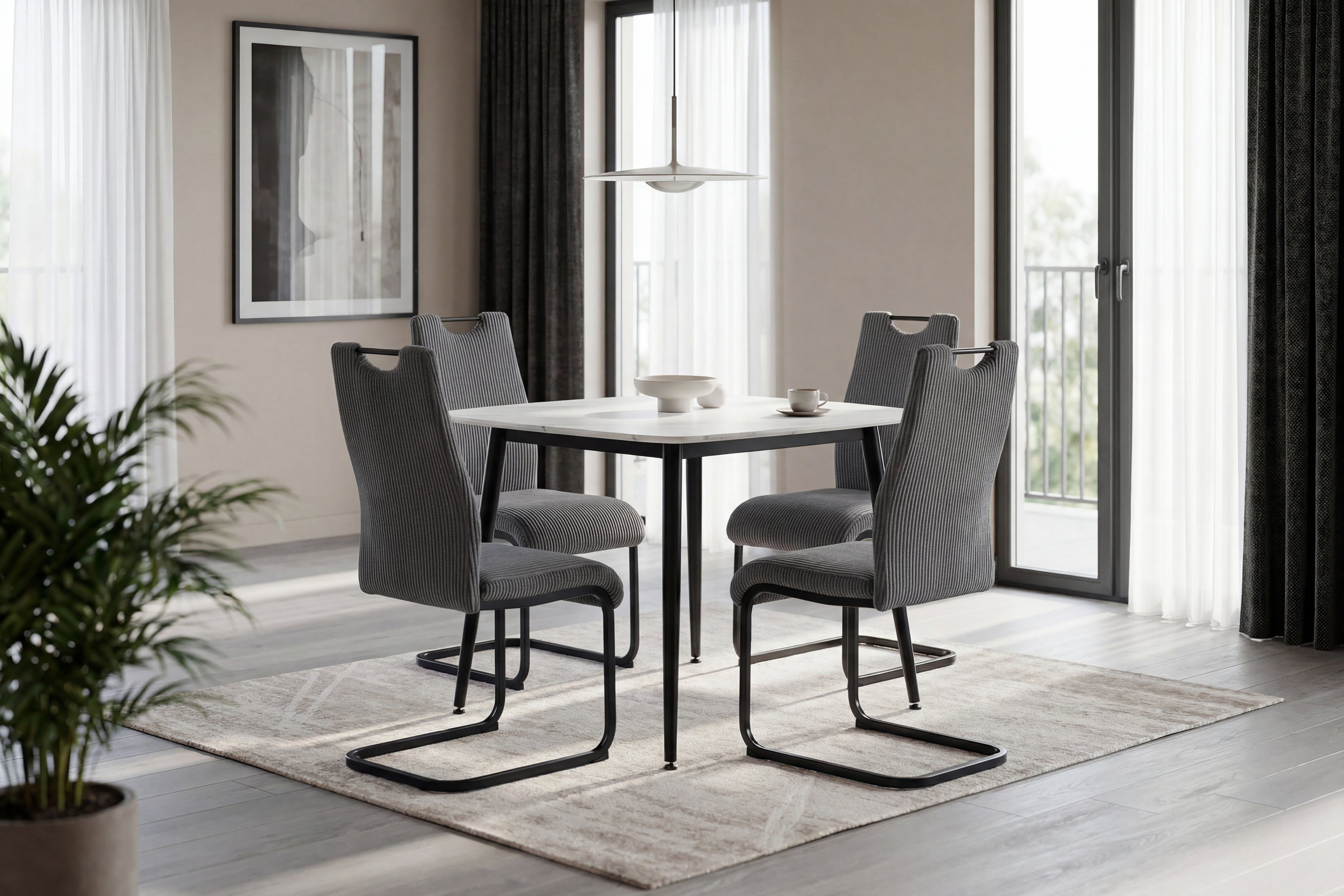 byLIVING Freischwinger CAPRI (Set, 2 St), Grob-Cord, bis 110 kg, Schaumstoff, Schwingstuhlgestell, mit Griff