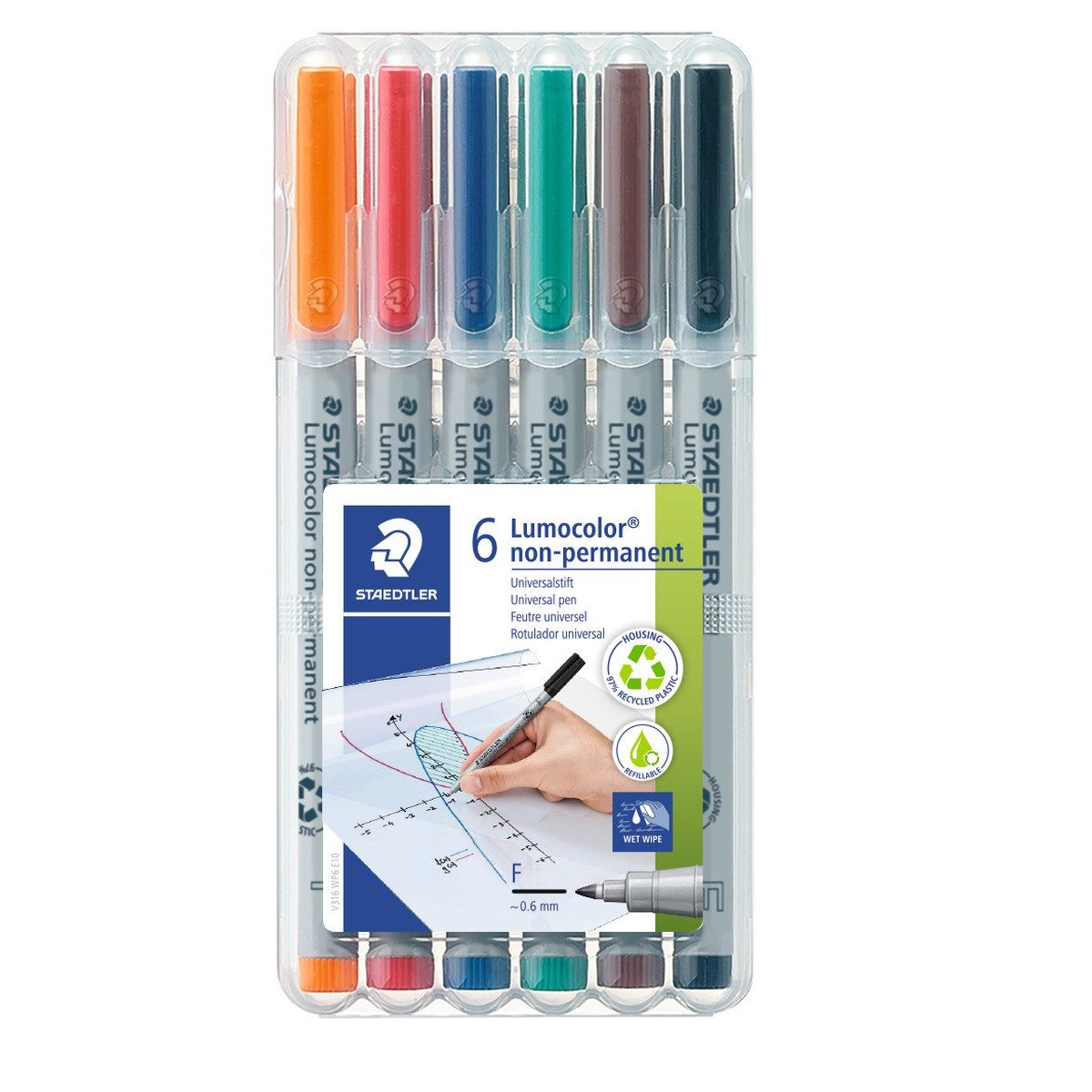 STAEDTLER Folienstift STAEDTLER Lumocolor Folienstifte non-permanent F 6 Stück