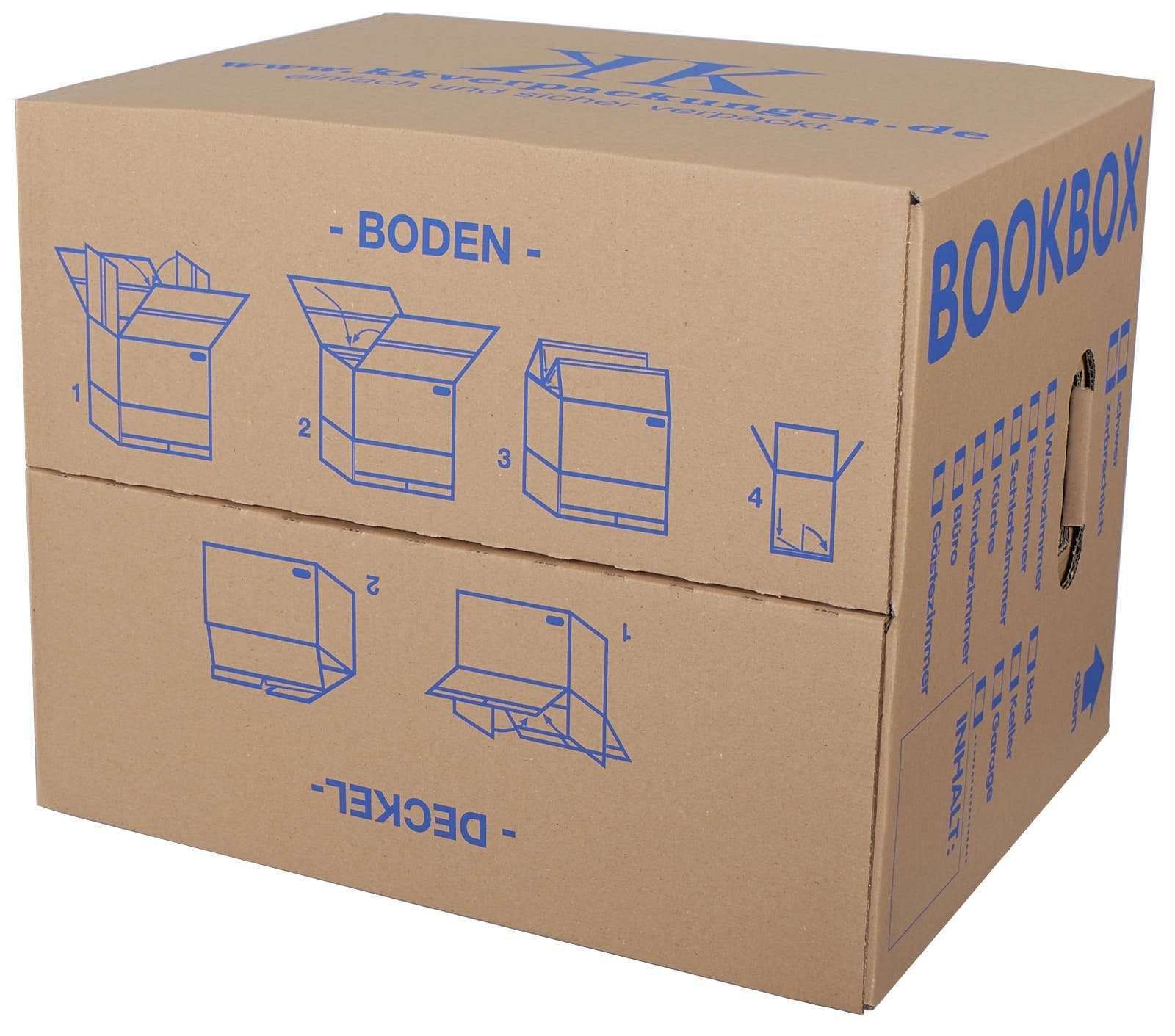 KK Verpackungen Aufbewahrungsbox (Spar-Set, 100 St., 100er-Set), Profi Bücherkartons Bücherkarton Umzugskiste 2-wellig 40kg Braun
