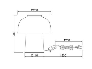 meineWunschleuchte LED Nachttischlampe, LED wechselbar, warmweiß, kleine Industrial Pilzlampe für Fensterbank dimmbar Schwarz Gold H: 28