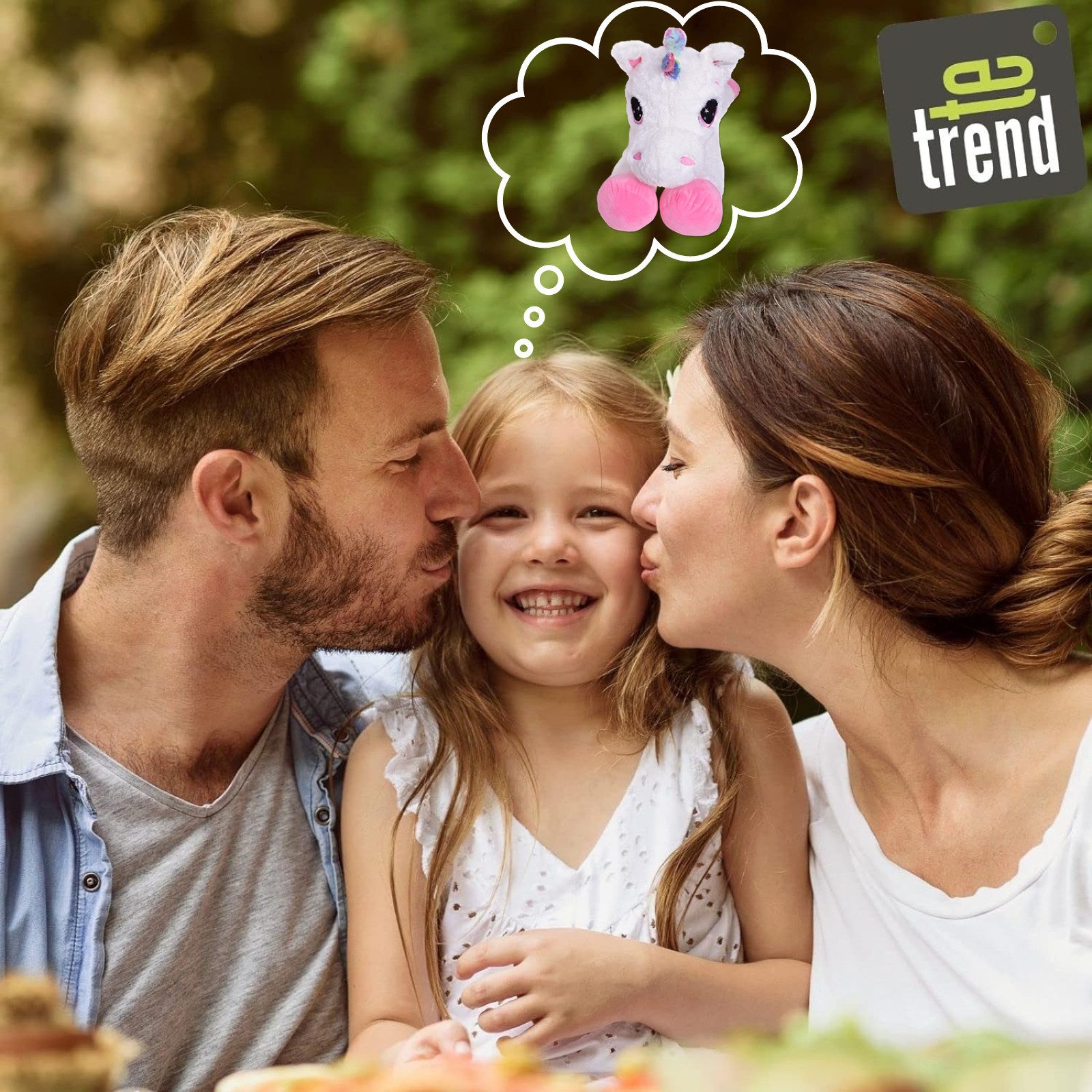 TE-Trend Kuscheltier Einhorn 110 cm XXL Plüschtier Stofftier Unicorn, mit Regenbogen Design Elementen