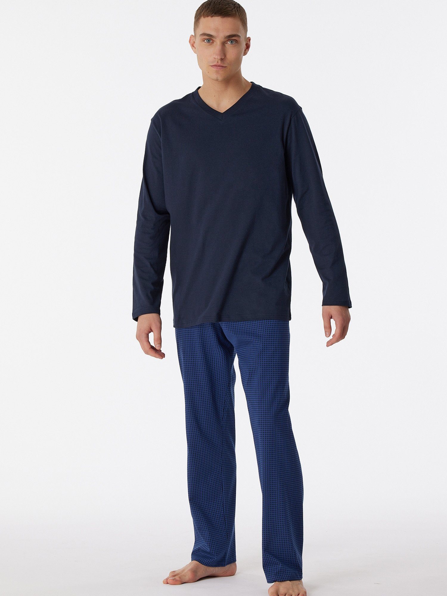 Schiesser Pyjama Comfort Essentials schlafanzug pyjama schlafmode nachtblau
