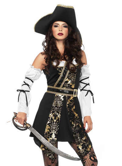 Leg Avenue Kostüm Brokat Piratin, Bezauberndes Edelpiratin Kostüm für Damen