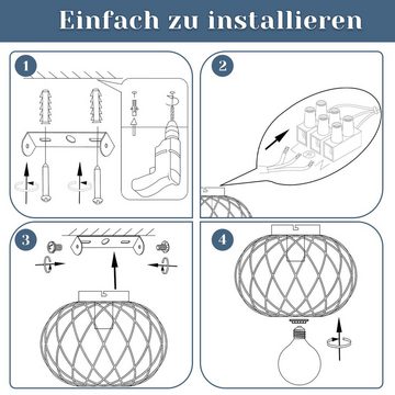 Nettlife Deckenleuchte Wohnzimmer Schwarz Retro Metall Deckenlampe Vintage E27 Rund, LED wechselbar, Flur Schlafzimmer Küche