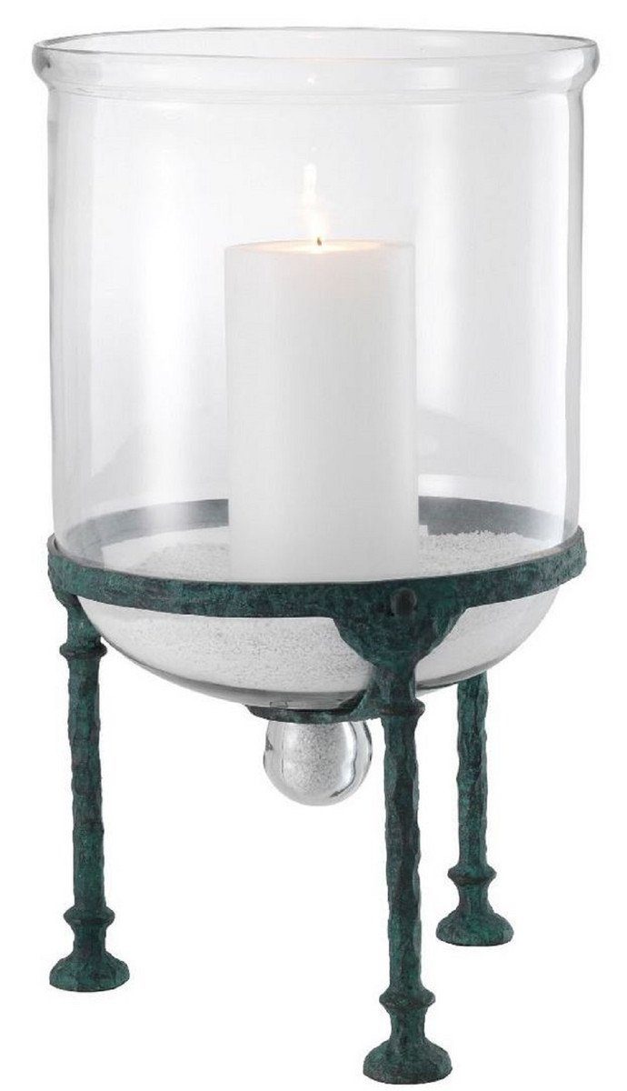 Casa Padrino Kerzenleuchter Luxus Kerzenleuchter Schwarz Verwittert Ø 28,5 x H. 50 cm - Luxus Accessoires