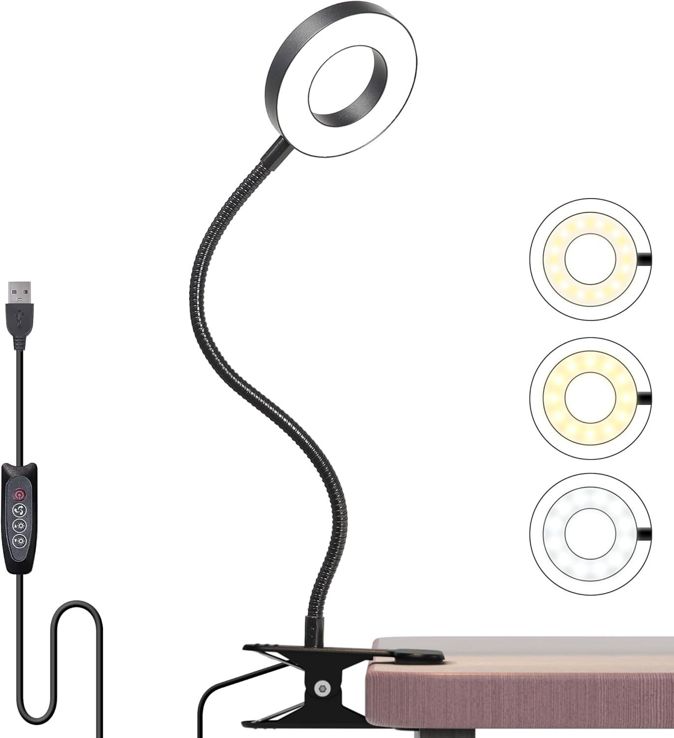 FELIXLEO LED Leselampe Klemmlampe Bett 48 LED Leselampe Dimmbar 3 Modi Schwarz