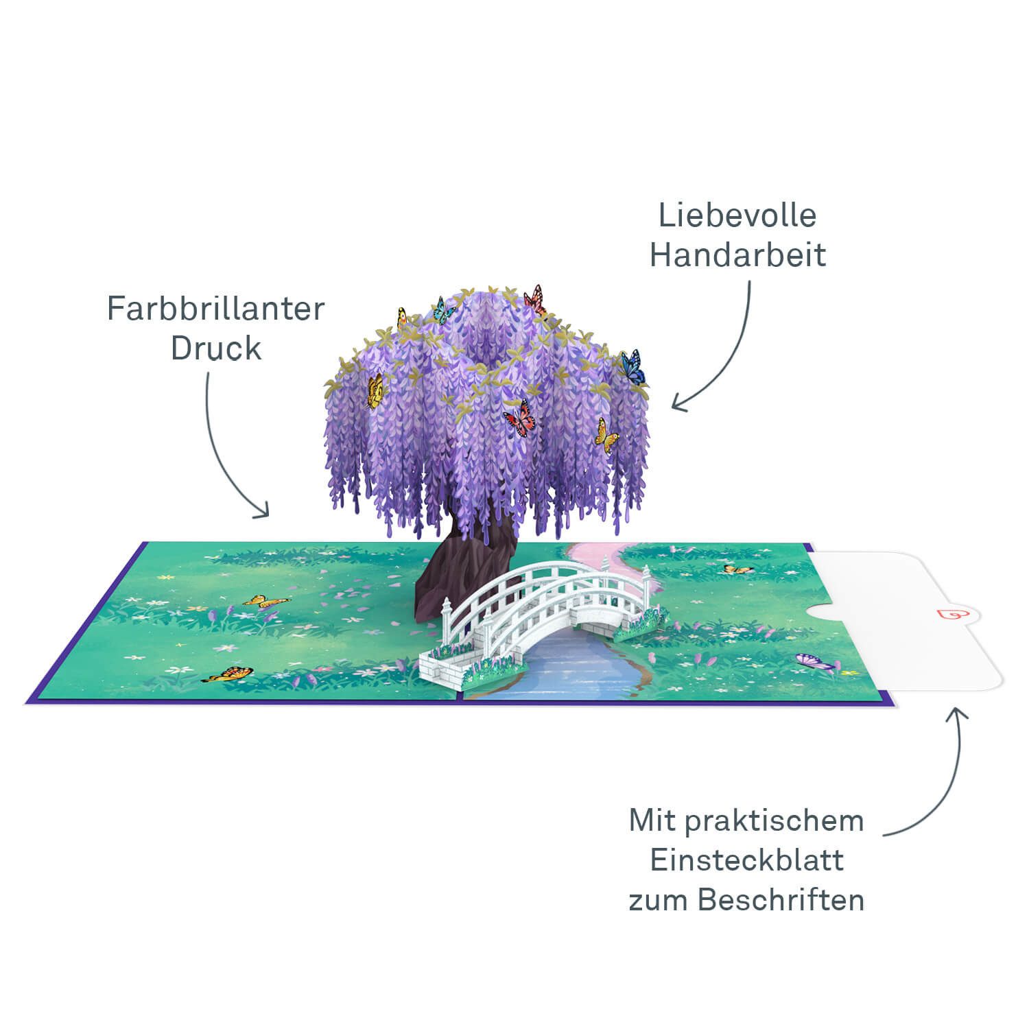 papercrush Glückwunschkarte Schmetterlingsbaum Pop-Up Karte, Handgemacht, Lasergeschnitten, Pop-Up