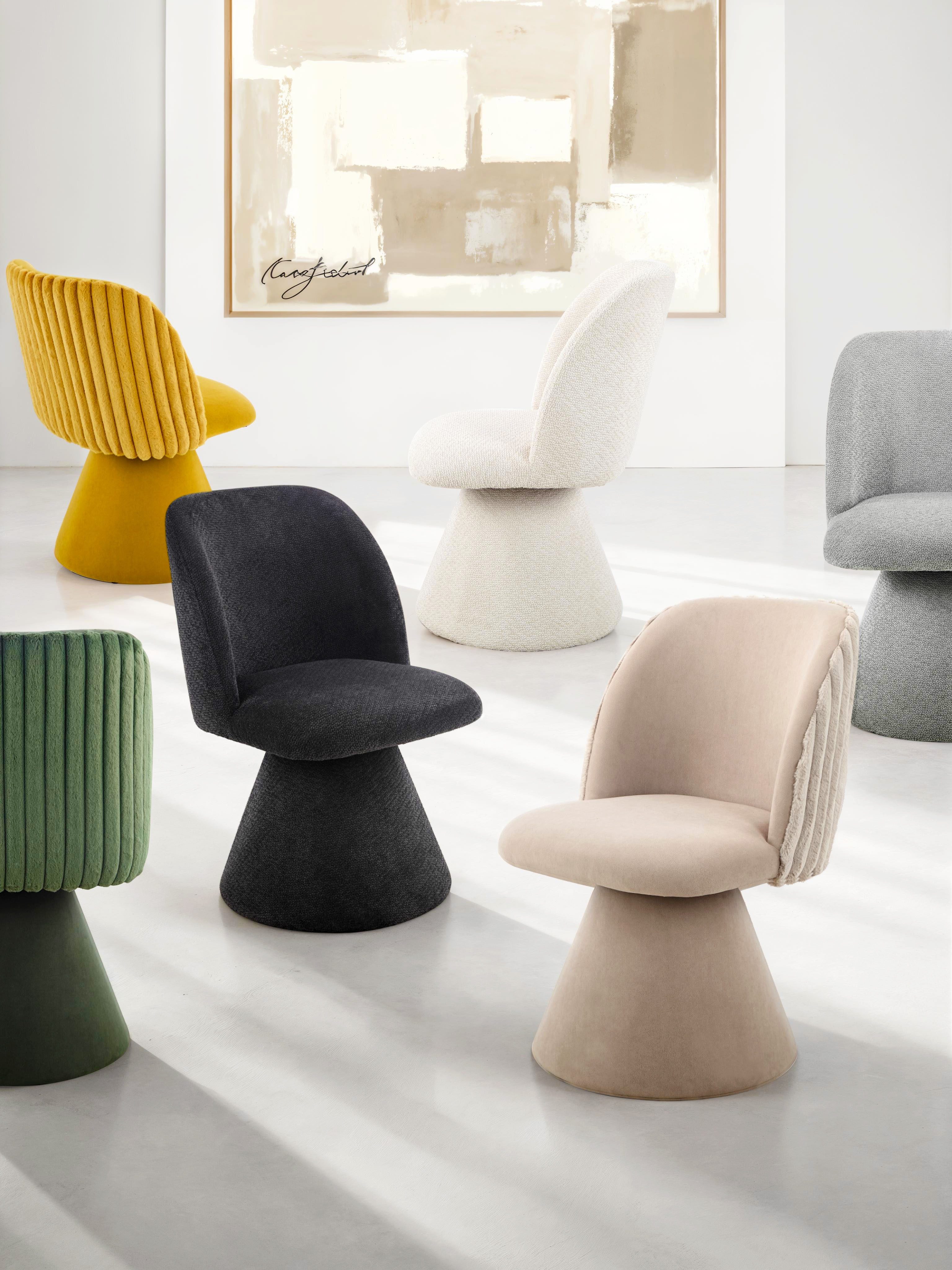 HELA Esszimmerstuhl BARI I Drehstuhl (Set, 1 St), 360° drehbar, Polsterfuß, Materialkombi, Außen Felloptik Innen Velvet